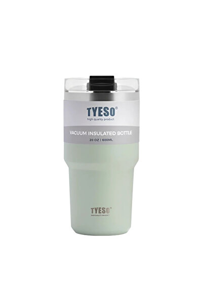 Tyeso TripleTask Termos Vakumlu Paslanmaz Çelik Pipetli 600ML Yeşil