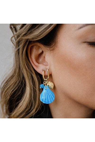 Markiz Takı Murano Glass Blue Mussel Earrings