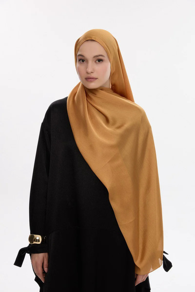 MİRSOY SCARF İdol Saten Janjan Şal - Hardal