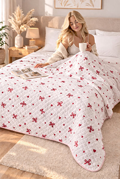 sternen glanz Laila Quilted Cotton Double Bedspread 200 X 230 cm Multi-Purpos...