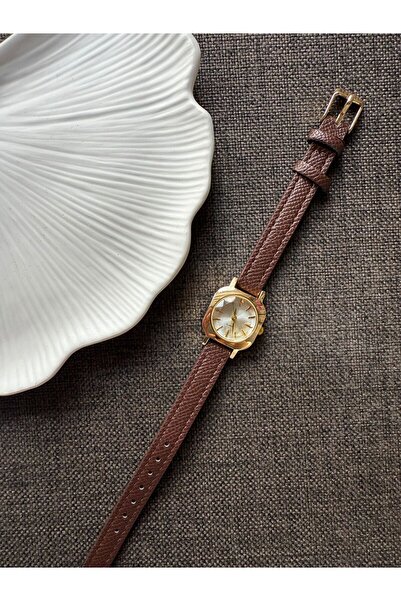 rubsey Retro Minimal Leather Cord Vintage Women's Wristwatch Tiny Inside Yellow