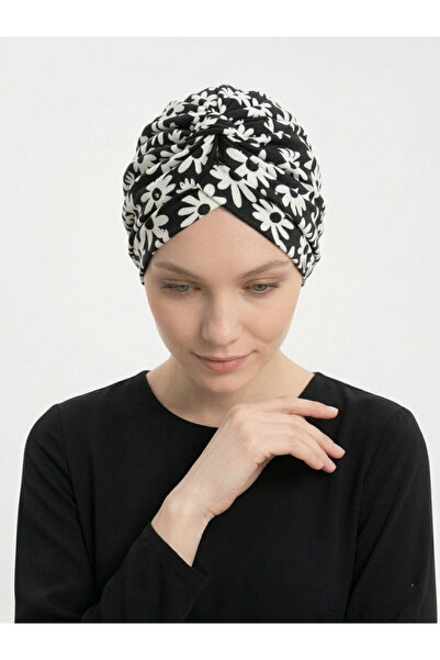 elysianfidan Night Flower Patterned Lined Ready-To-Wear Turban Hijab Pool Cap...