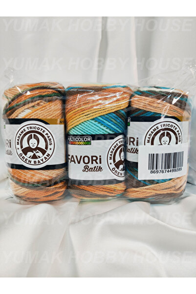 Ören Bayan FAVORİ BATİK Ebruli El Örgü İpi (3 Adet) - Renk: 910