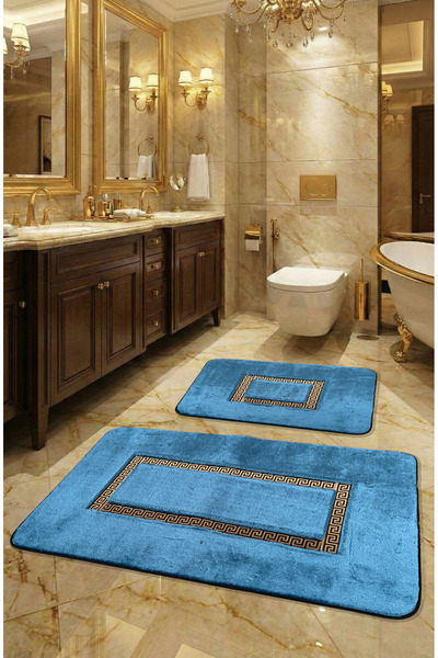 FeelHome طقم سجادة حمام فاخر للغاية مكون من قطعتين - قاعدة ميرام غير قابلة لل...