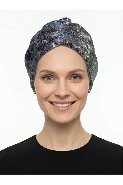 elysianfidan Sequined Lined Smoked Ready-made Hijab Hijab Evening Dress Bonnet