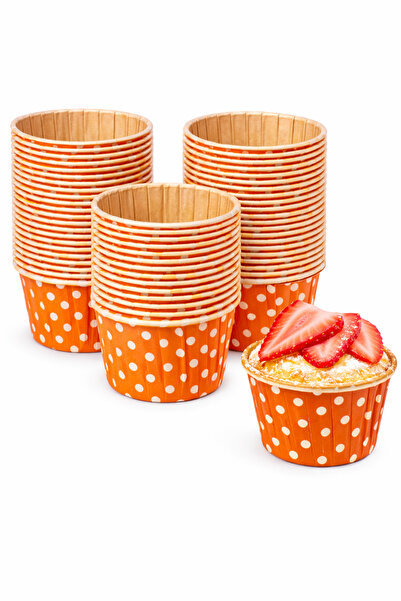 Delvos 25 قطعة من قوالب الكب كيك البرتقالية المنقطة من الكرافت، قوالب الكيك ا...