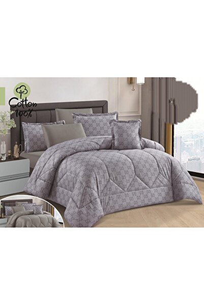 HOURS طقم مفرش نفرين صيفي بتصميم مشجر 7 قطع مقاس اللحاف 260*240 سم