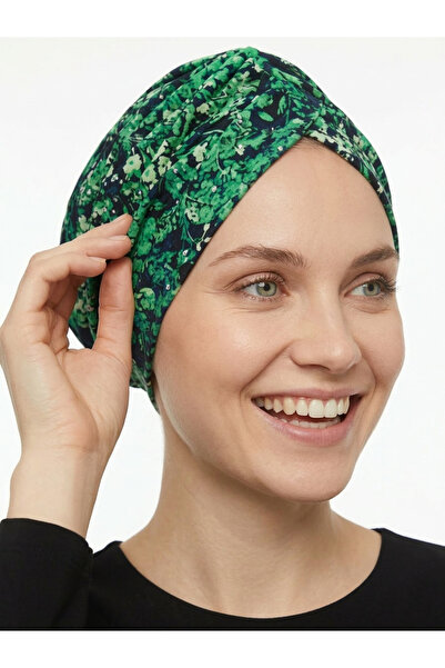 elysianfidan Turban pregătit cu model Cross bumbac moale verde bleumarin, cu ...