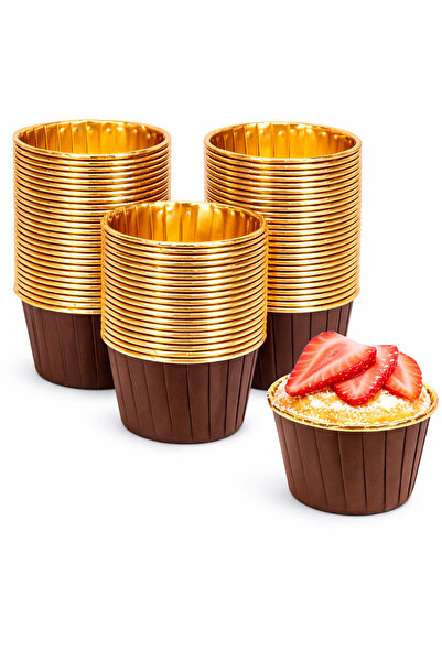 Delvos قالب كيك مافن معدني ذهبي بني اللون، 25 قطعة، قالب كيك مافن ذهبي لامع، ...