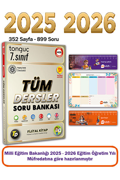 Tonguç Yayınları 7. Sınıf Tüm Dersler Soru Bankası - Fijital Kitap Haftalık P...