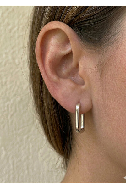 kurukafagift أقراط فولاذية مربعة الشكل لون فضي