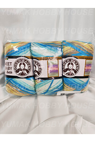 Ören Bayan SWEET BABY BATİK Ebruli El Örgü İpi (3 Adet) - Renk: 328