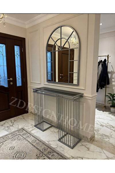 zdesignhome 80X100 Cm Kafes Ayna , 90x30x100 Cm Dresuar Gümüş