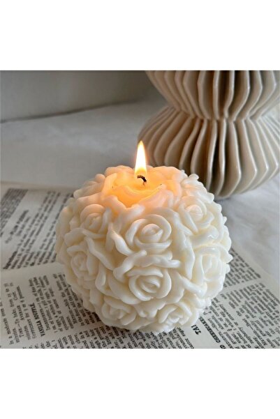SCA CANDLE Dekoratif Gül Beyaz Renk Modern Dekoratif Soy Mum