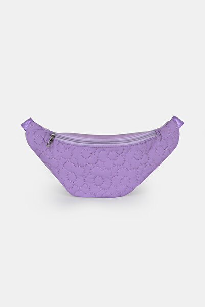 ICONE BAG Paraşüt Kumaşlı Çiçek Kapitoneli, Suni Detaylı Kız Çocuk Bel Çantası, Mor Kız Çocuk Bel Çantası