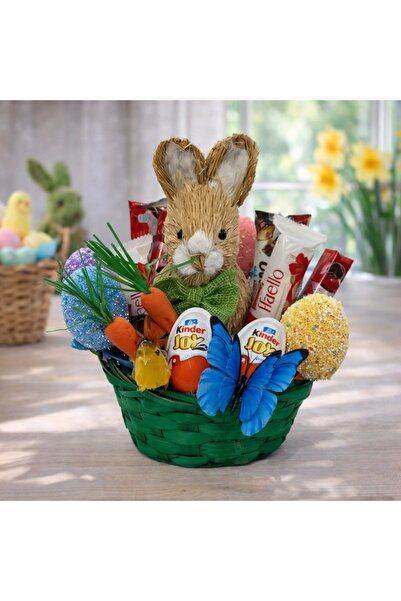 velve Cos cadou de Paste,selectie dulciuri,Praline, iepuras decorativ,oua dec...