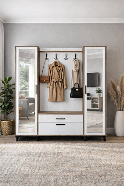 Moderniya Mobilya Lotus 2 (İKİ) Kapılı Aynalı Kapaklı Elbise Askılığı, Vestiy...