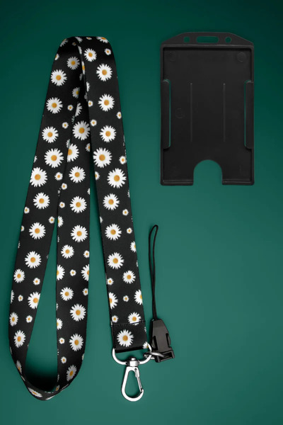 Apptakı Papatya Boyun İpi Boyun Askı İpi Boyun Askısı ve Kartlık - ASS0238-1