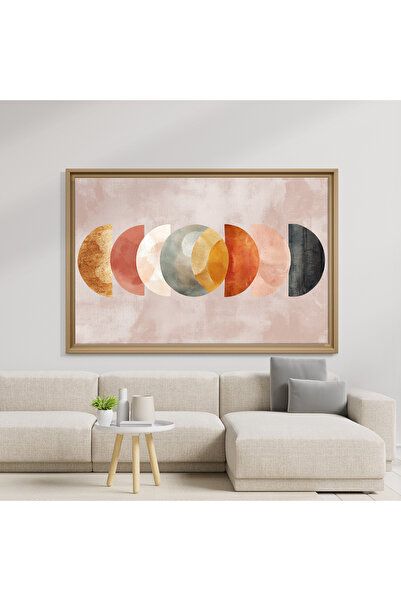AHSENİCO BOHEM – Ay Evreleri ve Renk Dengesi - Meşe Renk Çerçeveli Kanvas Tablo