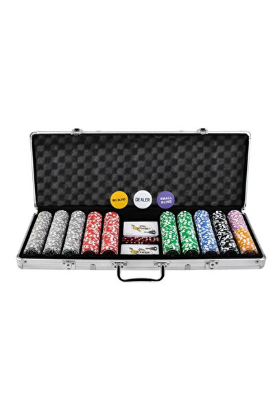 HASSAN Set de joc de poker cu 500 de jetoane și carcasă de aluminiu + accesor...
