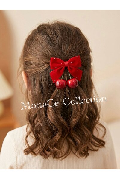 MonaCe Collection Kopča sa mašnom od trešnje, 2 komada 🍒