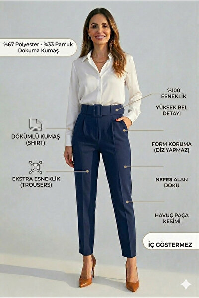 FlexiFit Slim Havuç Paça Kemerli Kadın Pantolon – Zamansız Şıklık, Maksimum K...