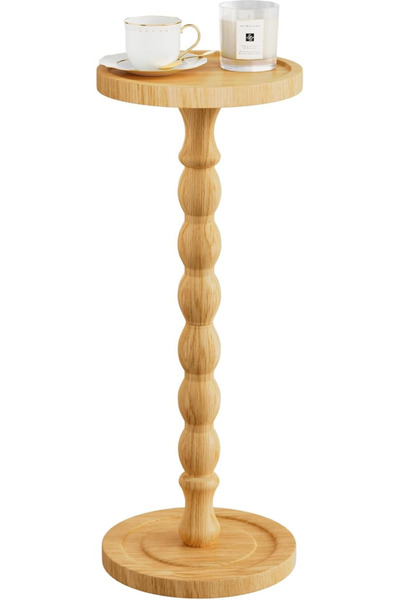 Generic طاولة جانبية/طاولة قهوة مستديرة من الخشب الطبيعي بتصميم كلاسيكي لغرف ...