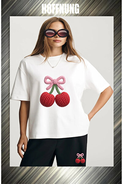 HOFFNUNG Unisex Casual Short Sleeve Set with 2Cherries Hoffning Print Outdoor...