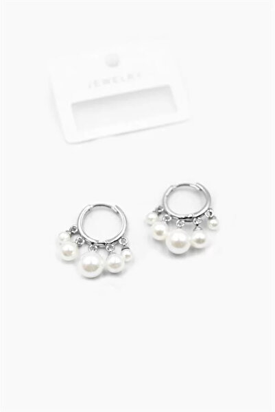 NOVAHAVEN Pearl Dangle Shakira Earrings - Silver