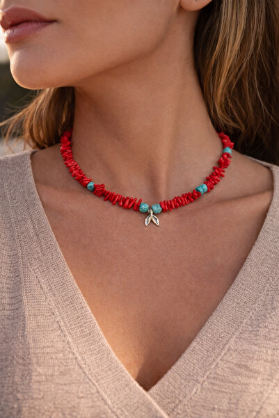 Markiz Takı Fish Detail Coral Necklace