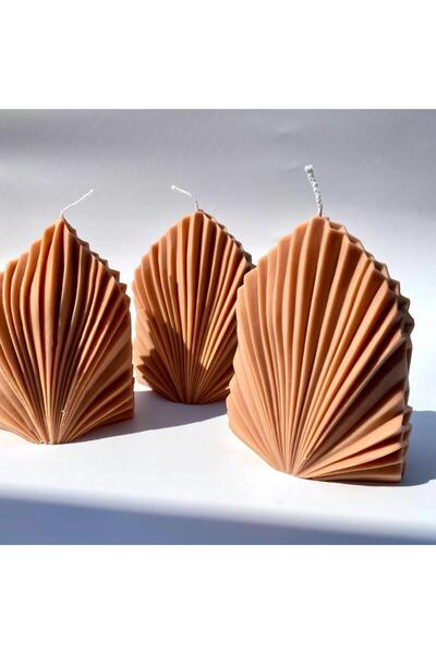 SCA CANDLE Dekoratif Mum Yelpaze Palm Candle Kahve Renk 15x11 Cm Modern Dekor...