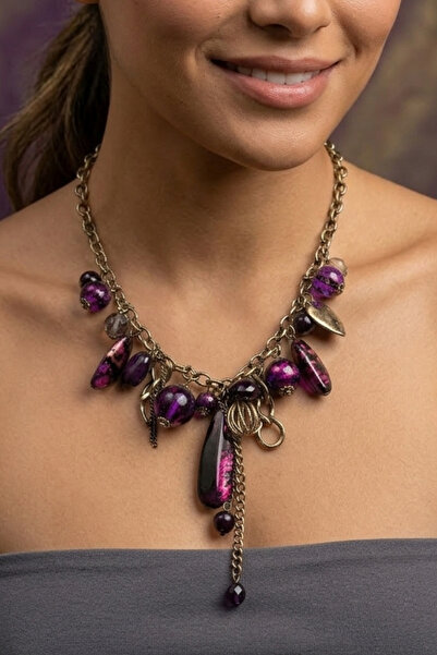 PETEK AKSESUAR قلادة بتصميم عتيق من الأكريليك