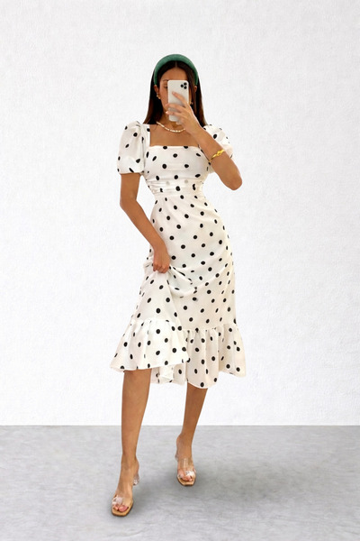 PERADO PUANTİYELİ MİDİ ELBİSE