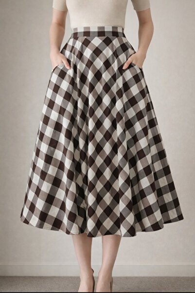 Dagü Design Women's Plaid Patterned Long