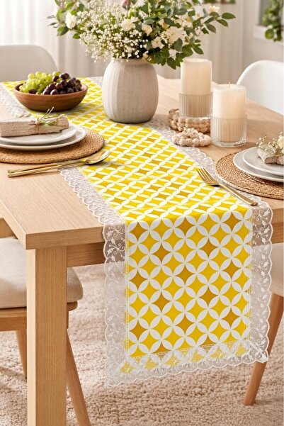 Rona Home Runner din dantelă cu model stea galbenă |   Runner de masă decorat...