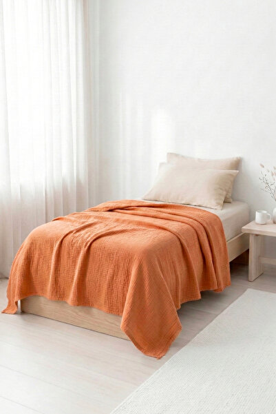 Bhoota Home Tek Kişilik 4 Katlı Müslin %100 Pamuk Yatak Örtüsü Seti, Nefes Al...