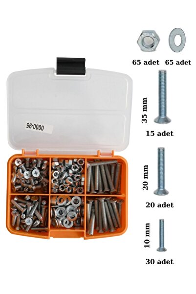 Netzerkoz 255 adet 5 çeşit M5 YHB Metrik Vida, Somun, Pul Seti - (10,20,35mm)...