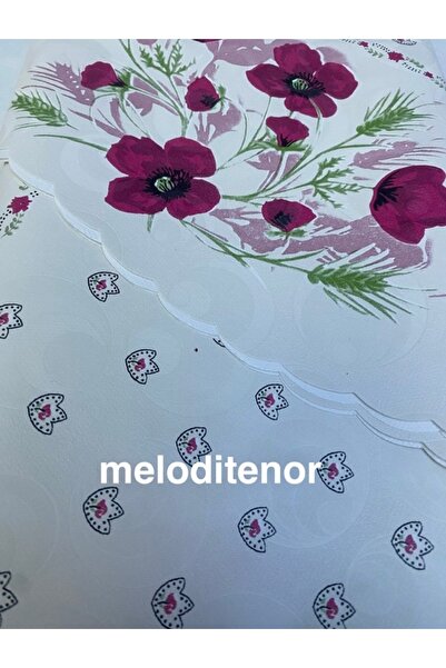 MİRELLA Dekorama Thick Fiber Lined Rose Pattern Easy Wipe Pvc Round Oilcloth ...