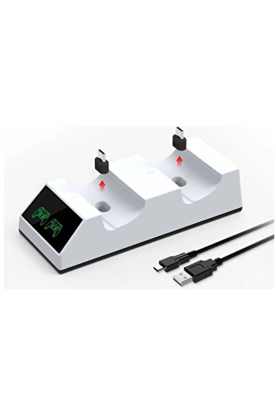 Sezy Göstergeli PS5 Şarj Aleti Stand Çift Kol Şarjı TP5-0508B Şarj İstasyonu