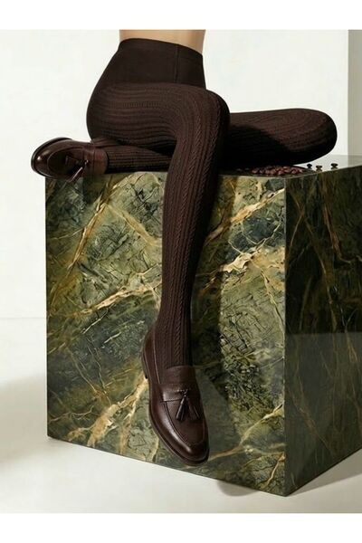 DÜVEN Ciorapi de damă Curve Line Self cu model 60 Den Chestnut de tranziție