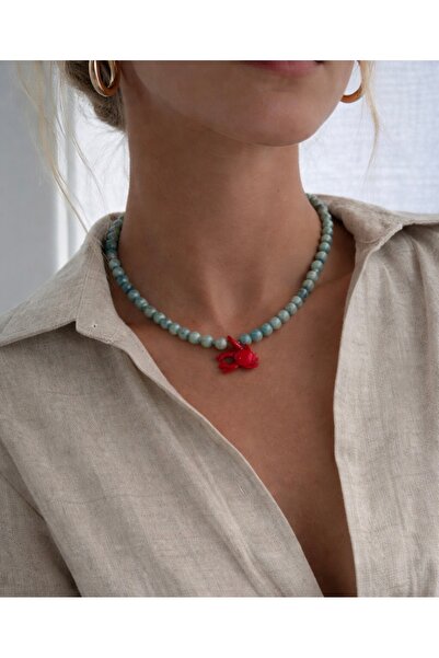 Markiz Takı Ceyt Taşı Doğal Taş Murano Cam Figür Tasarım Kolye