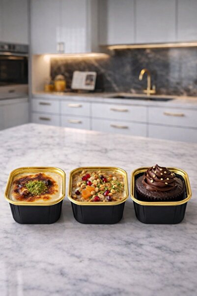 Trend Hediye Sepeti 25'li Kare Siyah Gold Muffin Kek Kalıbı , Tatlı Kasesi , ...