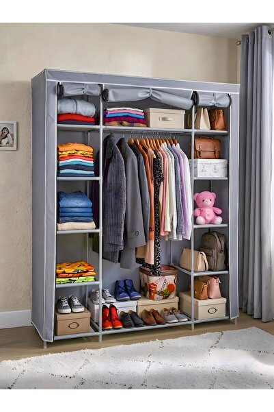 Asude Home Bez Dolap Ruba Çift Yandan Raflı Portatif Gardırop Güçlendirilmiş ...