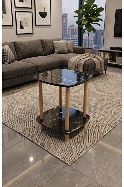 co arma Modern, simple, two-tiered black coffee table with a water-resistant ...