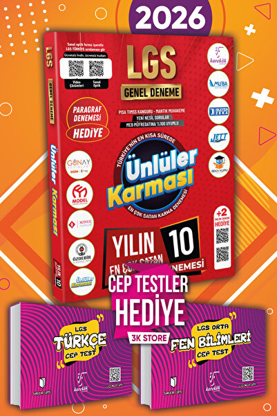Karekök Yayınları 2026 LGS 8.Sınıf Genel Karma Deneme Seti 10lu (Paragraf Den...