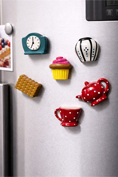 Jovial Hediyelik El Yapımı Dekoratif Buzdolabı Magnet Seti 6'li Mutfak Temalı...