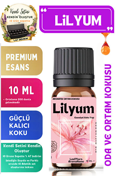 LeafFlora AromaHome Lilyum - Esansiyel Uçucu Yağ - Aromatik Oda ve Ortam Koku...
