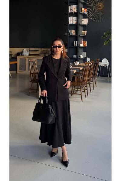 GAMZE ALPTEKİN Premium Γυναικείο Φόρεμα-Σακάκι Σετ Αποκλειστικό Μίντι Φόρεμα ...