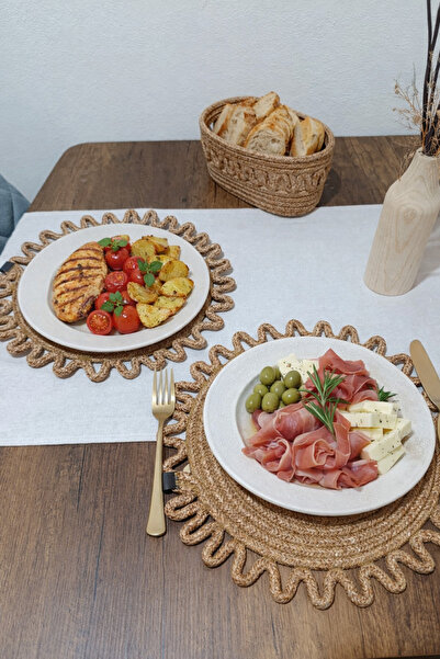 Efuliz Home Jute Straw Natural American Serving-Supla Set, Handmade Patterned...