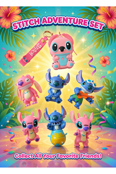 Natavanbutık مجموعة مجسمات ليلو وستيتش قابلة للتجميع مكونة من 7 قطع